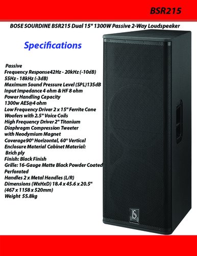 Black Bose Sourdine Bsr215 Dual 15