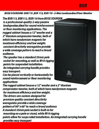 Black Bose Sourdine Bsr115-112-110 2 Way Loudspeaker
