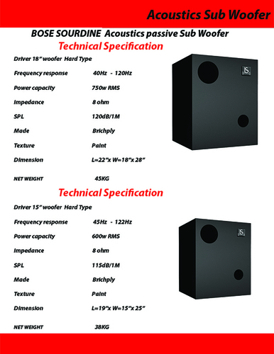 Black Bose Sourdine Acoustics Passive Sub Woofer