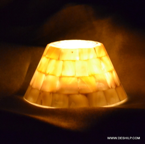Decorated Seap Glass Candle Holder