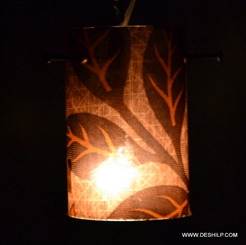 Rooftop Brown Decorated Glass Wall Hanging