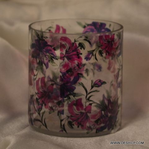 Printed Glass Light Candle Holder