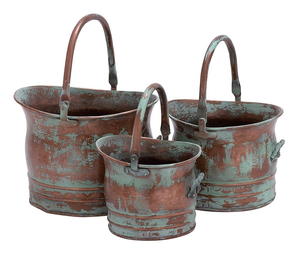 Iron Bucket Planter With Handles Set of 3