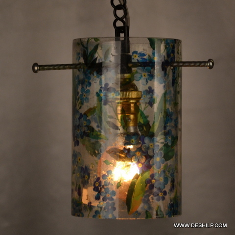 6X10 Inch Multicolored Printed Glass T Light Candle Holder - Finish: Handmade