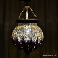 Purple And Golden Silver Glass Wall Hanging