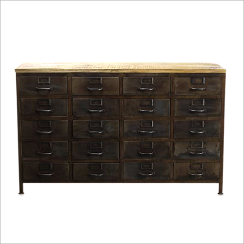 Wrought Iron Wooden Drawer Chest