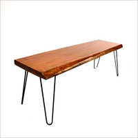 Wooden Color Wrought Iron Coffee Table