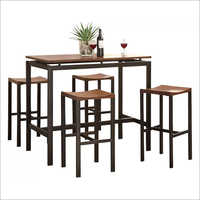 Wood Wrought Iron Wooden Bar Table And Chair