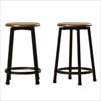 Wrought Iron Wooden Stools - Wood And Iron Blend, Round Design With Elegant Finish | Durable, Easy To Clean, Eco-friendly, Perfect For Home And Cafe Decor