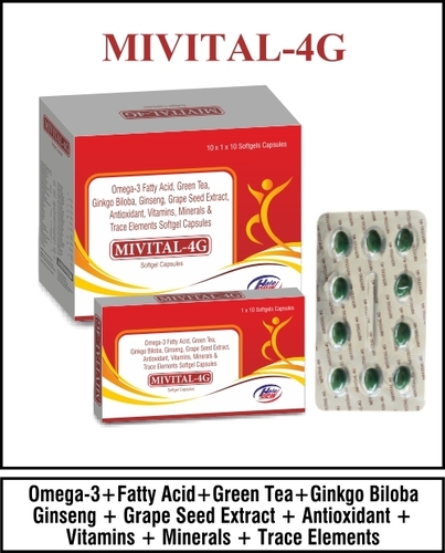 Omega-3 Fatty Acid, Ginseng, Green Tea Extract, Ginkgo Biloba, Grape Seed Extract, Vitamins, Minerals, Antioxidant & Trace Elements Softgel