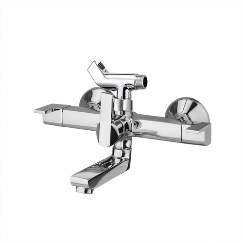Wall Mixer With Crutch - Rectangular, Aluminum and Stainless Steel Design | Durable and Stylish for Enhanced Functionality