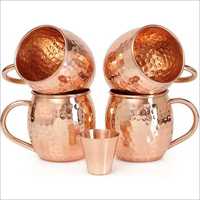 Copper Mug And Glass Set