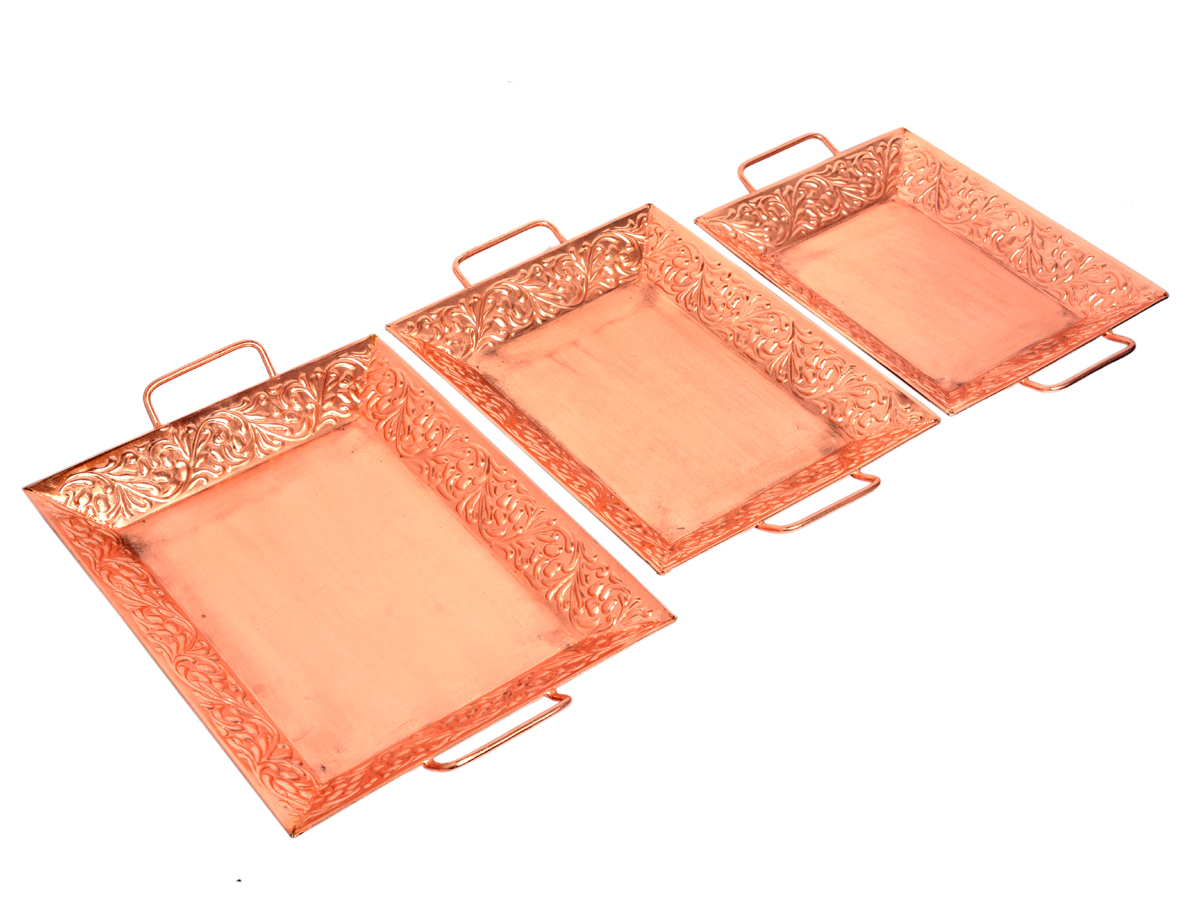 Home Decorative Indian Handmade Iron Copper Tray Set