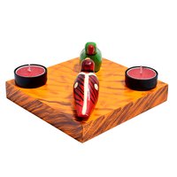 Indian Handmade Wooden Parrot Bird Tea Light