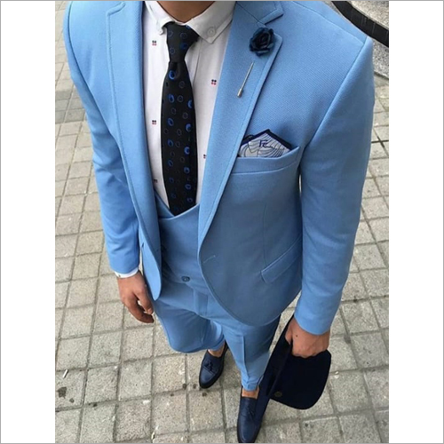 Lught Blue Mens Three Piece Suit