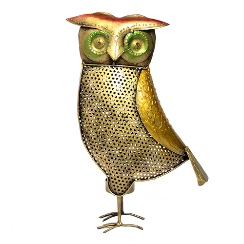 Home Decorative Iron Painted Owl Design Tea Light Holder