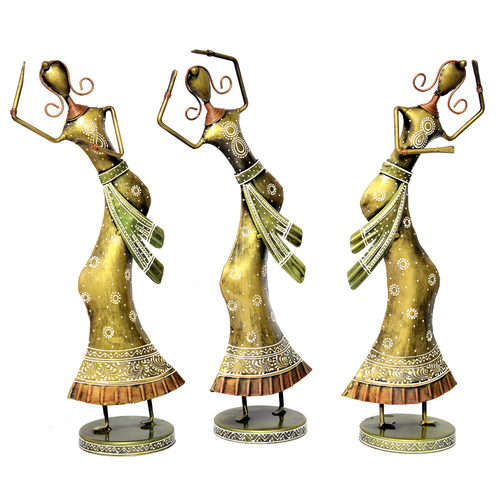 Home Decorative Indian Handmade Iron Painted Dancing Lady