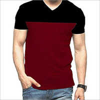 Mens V Neck Half Sleeve T-Shirt