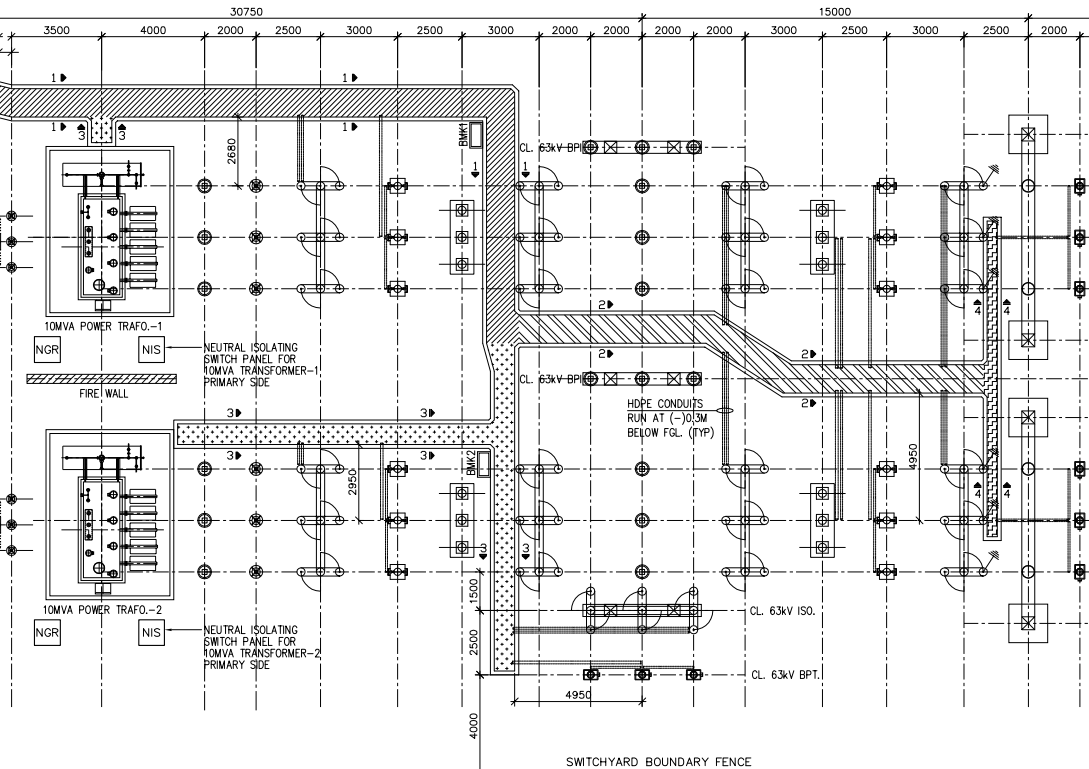 Switchyard Cable Trench Layout Drawing in Kolkata,West Bengal, India