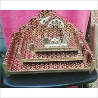 Pooja Articles - Wooden Ornate Design, 12x10x8 Inches, Polished Red Finish, Traditional Style, 2.5 kg Weight