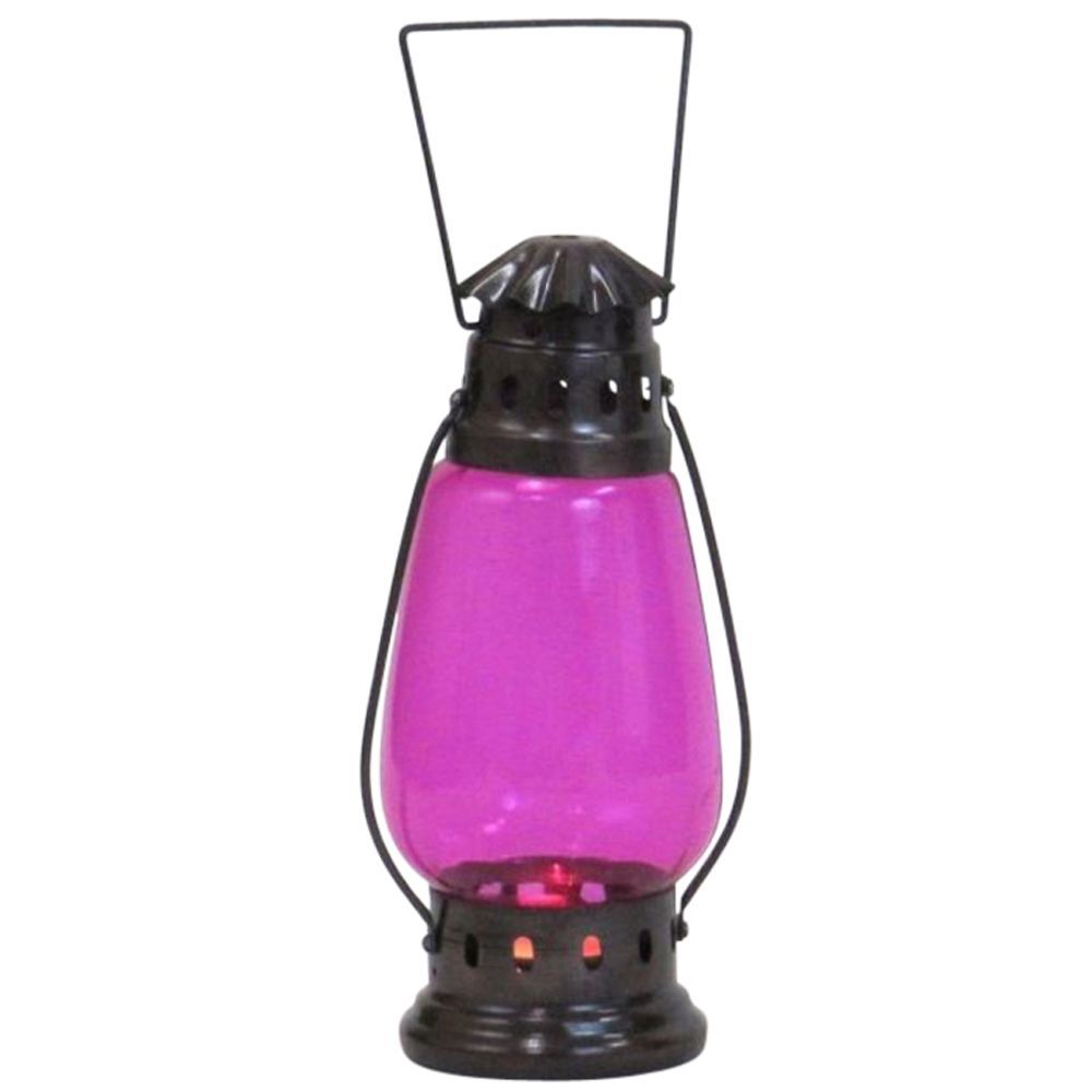 Iron Candle Lantern T-Light Colored Glass