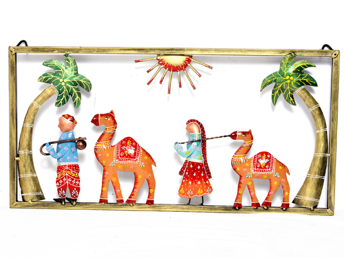 Iron Painted Village Person With Camel Home Decor Wall Hanging By JAIPUR HANDICRAFTS N TEXTILES EXPORTS