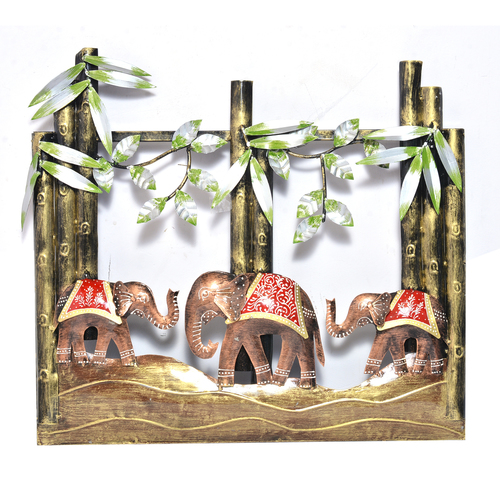 Iron Painted Elephant Design Home Decorative Wall Hanging