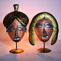 Iron Painted Man Women Figure Home Decor Tea Light Stand