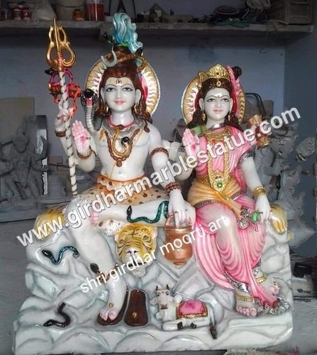Marble Shiv Parvati Statue