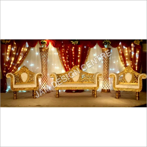 Wedding Sofa Set - Wooden Build, Golden Finish | Modern Design for Elegant Wedding Occasions
