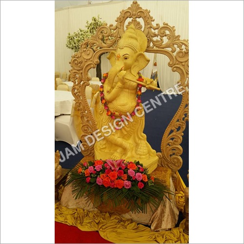 Wood Ganesh Flower Decoration