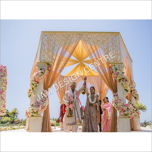White Destination Wedding Mandap