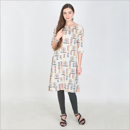 Available In Multicolored Ladies Printed Khadi Kurti