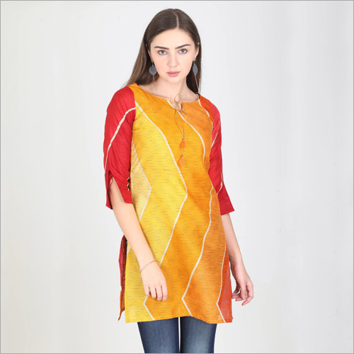 Ladies Short Kurti - Cotton Multicolored, Trendy Printed Style | Quick Dry, No Fade, Washable