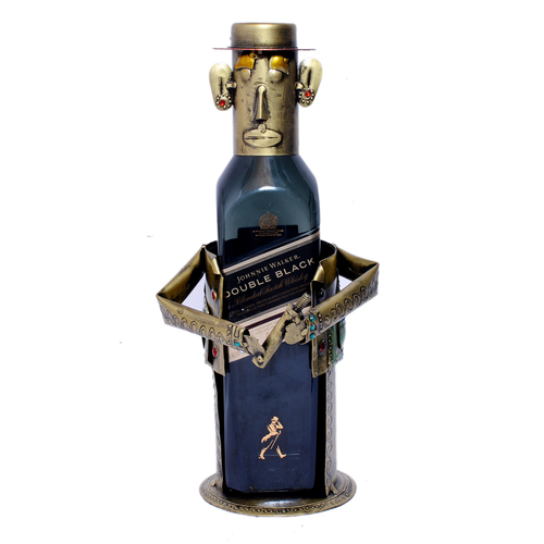 Iron Painted Decorative Men Wine Bottle Stand