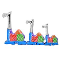 Home Decorative Iron With Wooden Painted Camel Set