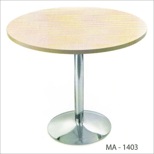 Round Stainless Steel And Plain Wooden Stool