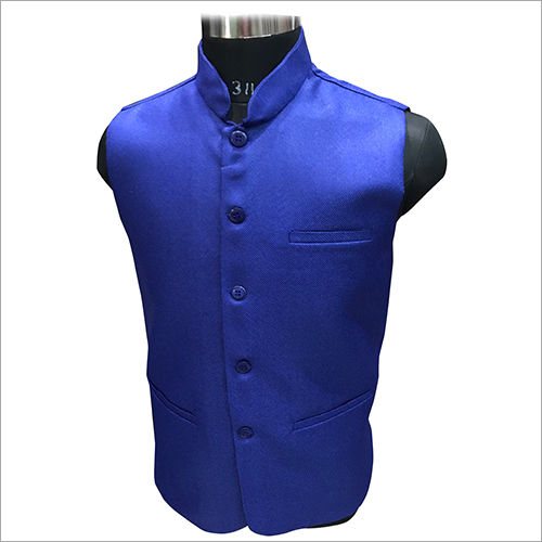 Washable Blue Plain Nehru Jacket