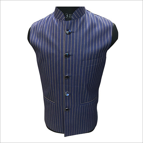 Washable Mens Striped Nehru Jacket