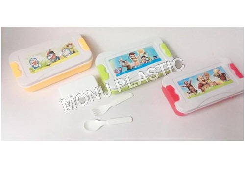 Double Lock Lunch Box With Spoon Fork & Container