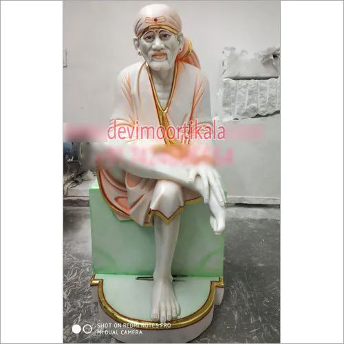 White Marble Sai Baba Statue - Different Sizes Available, Handmade Religious Art | Durable, Eco-Friendly, Easy to Clean