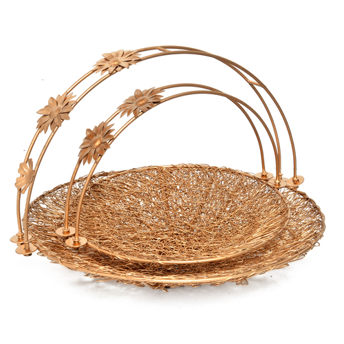 Iron Wire Mesh Round Shape Designer Dry Fruit Trays Basket Set