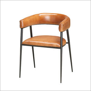 Brown Modern Iron Base Leather Chair