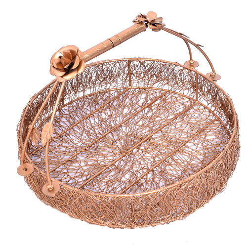 Home Decorative Gold Wire Mesh Designer Dry Fruit Trays Basket Set Height: 22  Centimeter (Cm)
