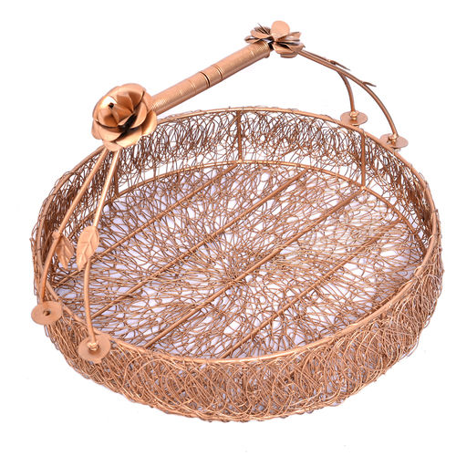 Home Decorative Gold Wire Mesh Designer Dry Fruit Trays Basket Set - Height: 22  Centimeter (Cm)