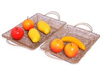 Home Decorative Rectangle Shape Gold Wire Mesh Dry Fruit Trays Basket Set
