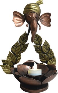 Home Decorative Craft Iron Painted Ganesha Tea Light