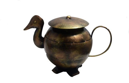 Decorative Iron Handmade Bid Tea Pot Jar Holder Height: 20  Centimeter (Cm)