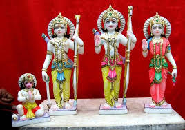 Marble Ram Darbar Statue With Sitting Hanuman