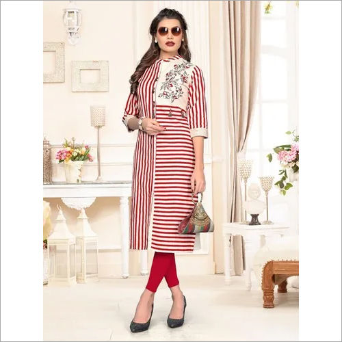 Off-White Ladies Cotton Kurti